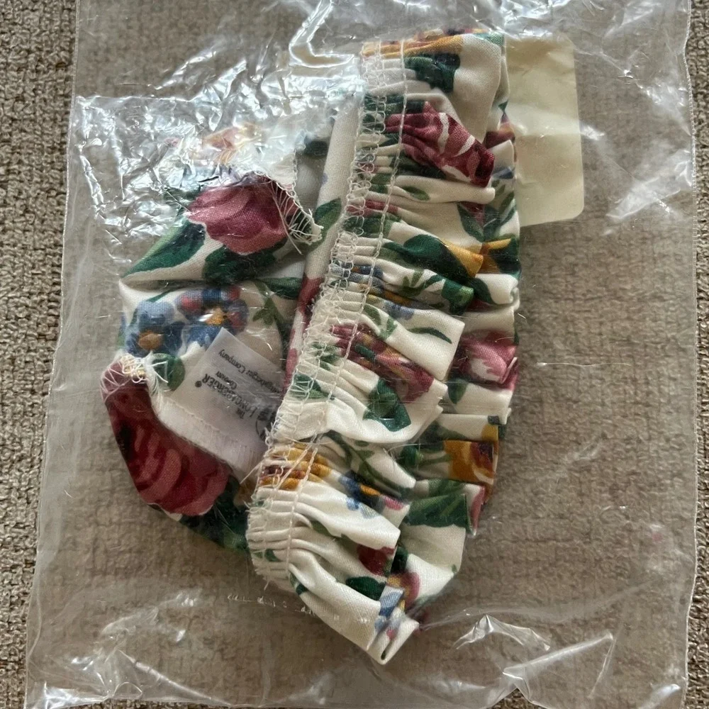 Longaberger Garden Splendor Basket Liner Floral Ruffle Cream 213341 NEW